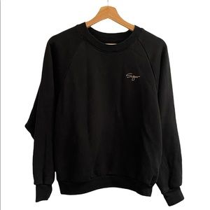 Oak + Fort Black Relaxed Fit Crewneck Sweatshirt Large